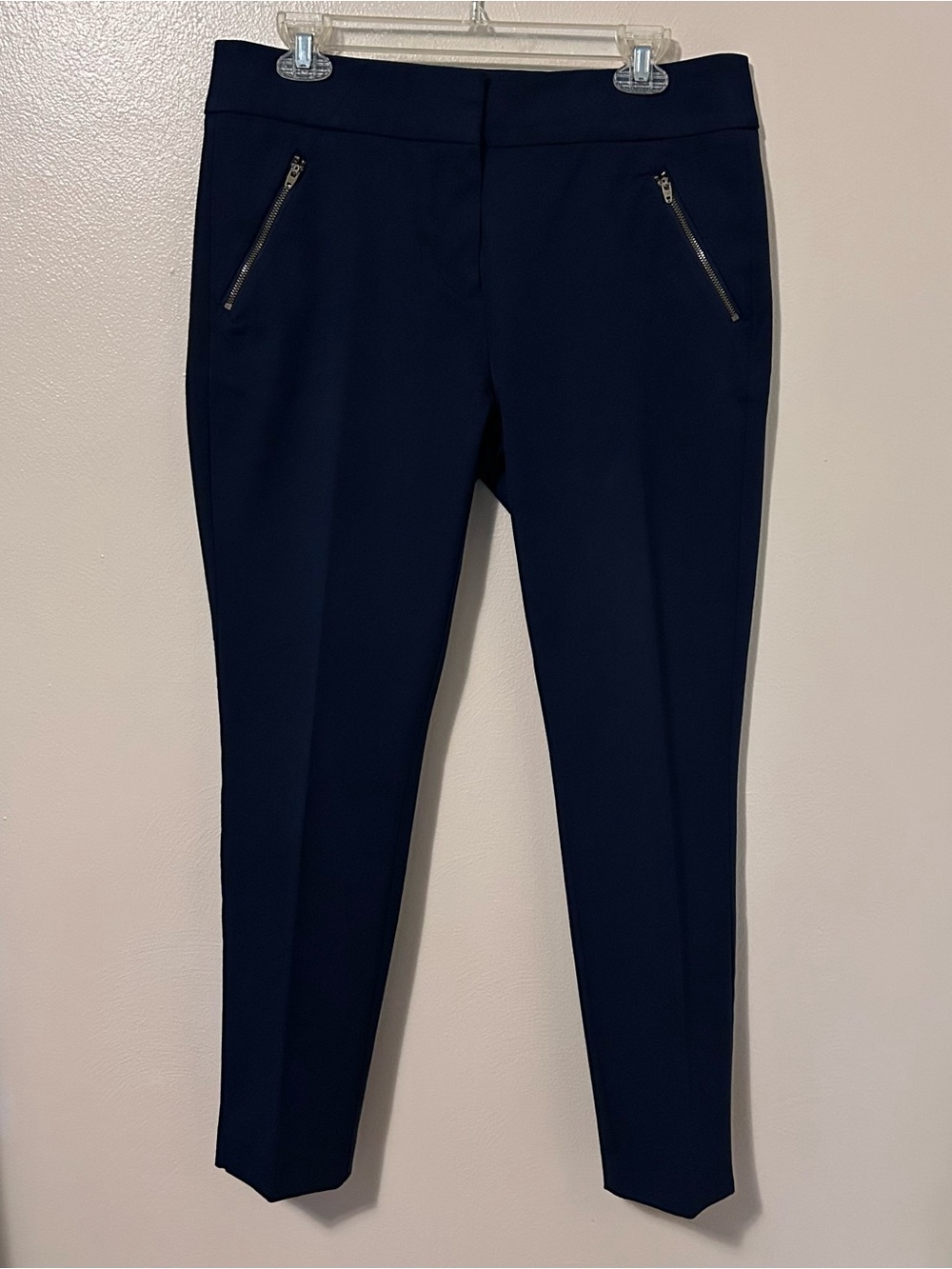 LOFT Navy Modern Skinny Ankle Pants with Zip Pockets